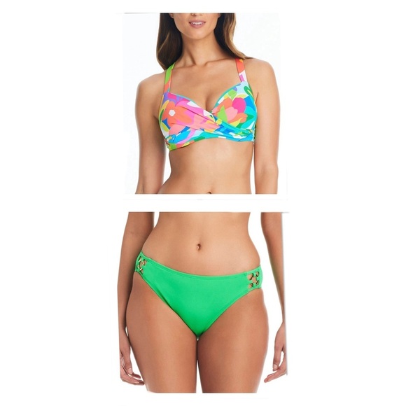 Bleu Rod Beattie Away We Go Bikini Top Size 36DD & Hipster Bikini Bottom Size 14 - Picture 2 of 12